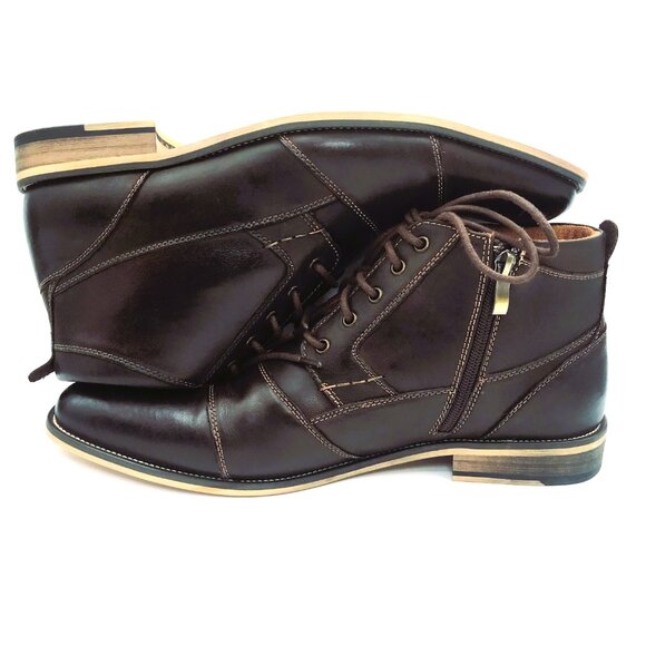 Steve Madden Jabbar Dk Brown Leather Boots, Cap Toe & Side Zip Men\'s Size 11 EUC main image 16